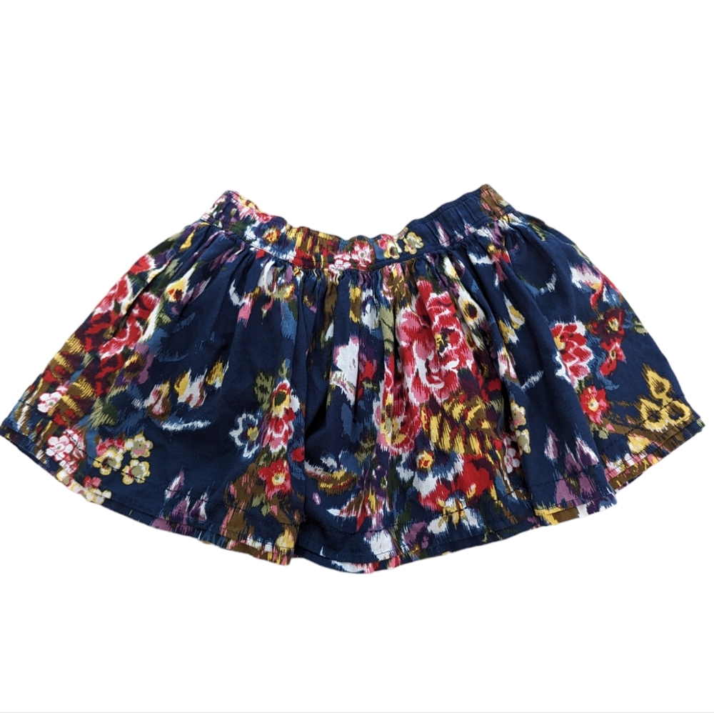 Abercrombie & Fitch Women's Mini Floral Ruffle Cotton Skirt Navy Size L Y2K